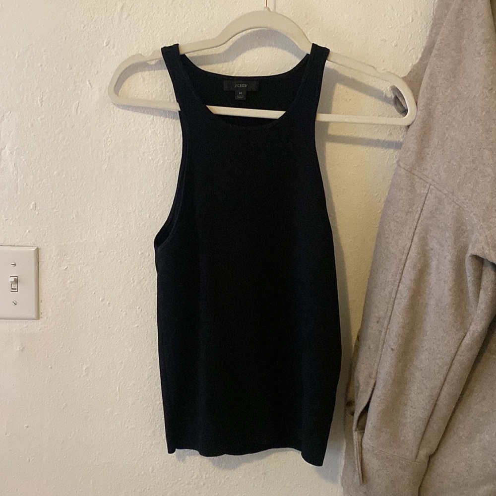 JCREW SUPERSCULPT RACERBACK SWEATER TANK - BLACK M